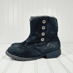 Nine West Rockedgd Black Leather Wool Lined Ankle Boots E52